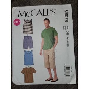 McCall's M6973 Mens Henley Tank Tops and Shorts Sewing Pattern Size XL-XXL-XXXL